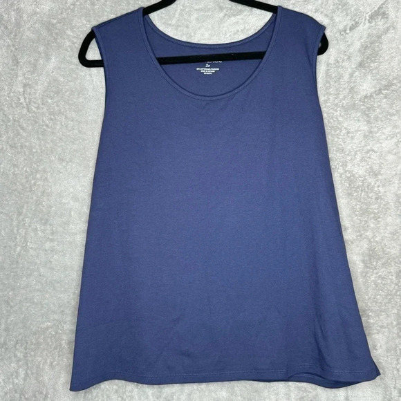 Drapers & Damons Tops - Drapers & Damons 2X Tank Top Shirt Navy Blue Scoop Neck Sleeveless Cotton Blend
